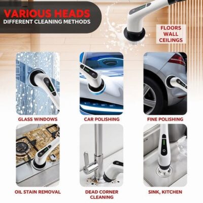 7 in 1 Cordless Electric Spin Scrubber – Powerful Cleaning Brush for Bathroom, Floor & Kitchen